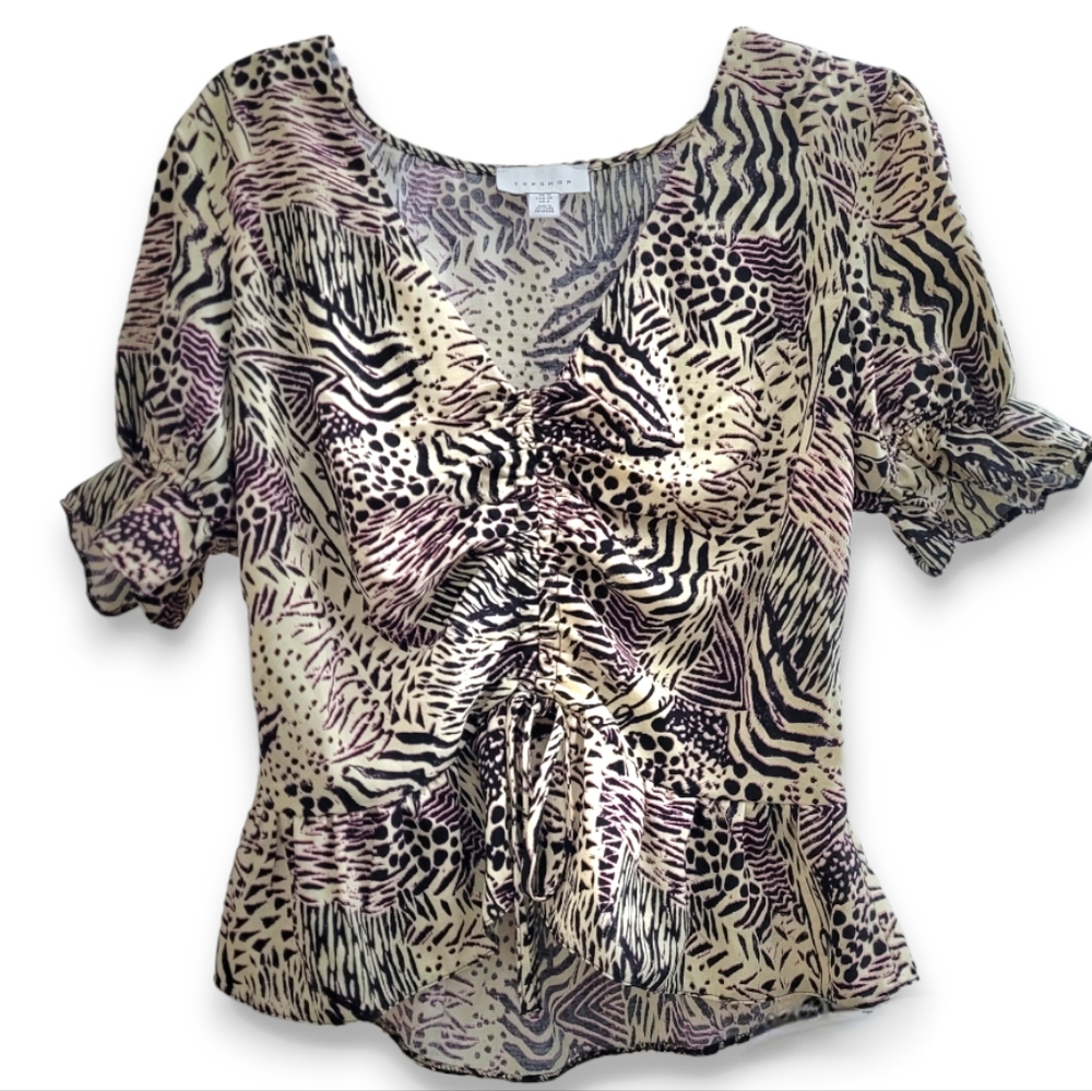 Women's Topshop Animal Print Blouse Size 4